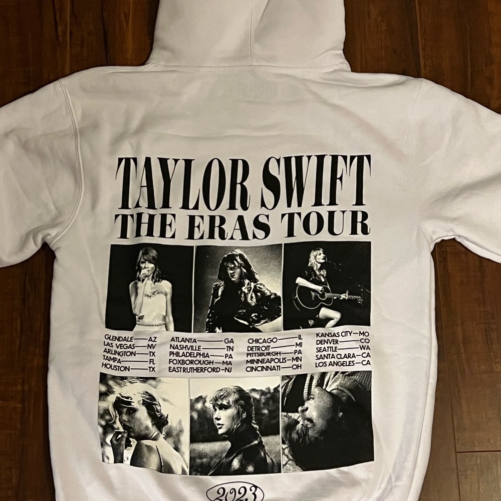 Taylor Swift The Eras Tour Collage White Hoodie
